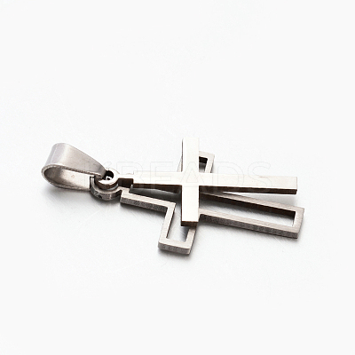Tarnish Resistant Personalized 201 Stainless Steel Cross Pendants LS-STAS-F010A-52-1