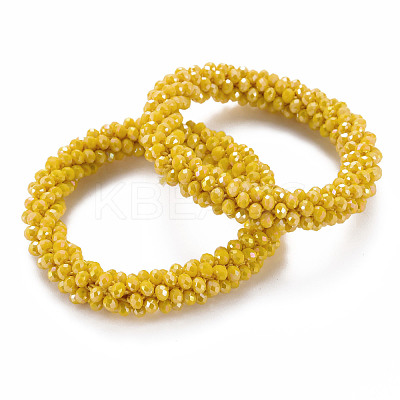 AB Color Plated Faceted Opaque Glass Beads Stretch Bracelets BJEW-S144-003D-05-1