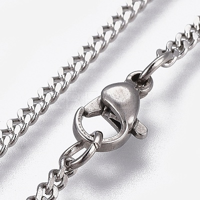 Non-Tarnish 304 Stainless Steel Curb Chains Necklaces LS-NJEW-L167-17-P-1