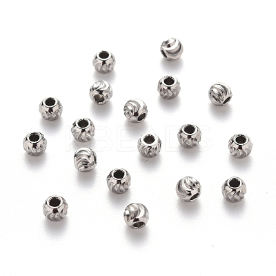 Tarnish Resistant 201 Stainless Steel Corrugated Beads STAS-S103-17B-P-1