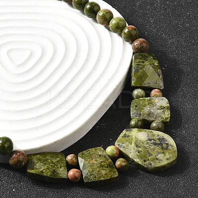 Natural Unakite Faceted Bib Graduated Beaded Necklaces for Women NJEW-B128-01N-1