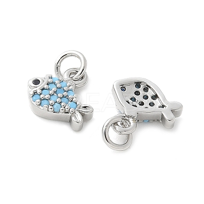 Brass Micro Pave Cubic Zirconia Pendants KK-U056-19P-1