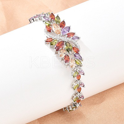 Platinum Tone Brass Micro Pave Cubic Zirconia Tennis Bracelets BJEW-B160-06P-1