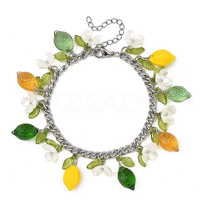 Glass & Acrylic Charm Bracelets BJEW-JB13974-1