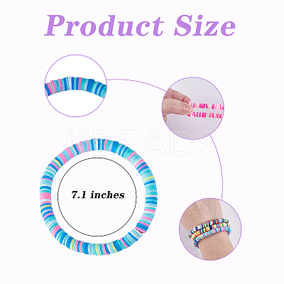 Handmade Polymer Clay Heishi Surfer Stretch Bracelets Set BJEW-SW00099-05-1