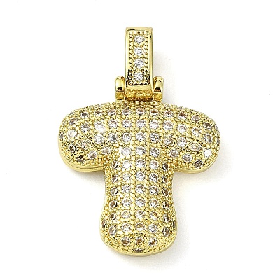 Brass Micro Pave Clear Cubic Zirconia Pendants KK-M279-01G-T-1