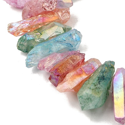 Electroplated Natural Quartz Crystal Beads Strands G-G791-15-02-1