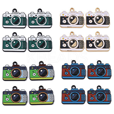 16Pcs 4 Colors Alloy Enamel Pendants ENAM-FP0001-52-1