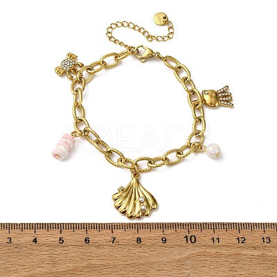 304 Stainless Steel Cable Chain Charm Bracelets BJEW-L708-05G-1