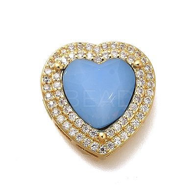 Heart Brass Glass Beads KK-Q043-27G-02-1