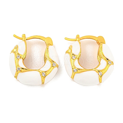 Rack Plating Brass Micro Pave Clear Cubic Zirconia Hoop Earring EJEW-C102-42G-04-1