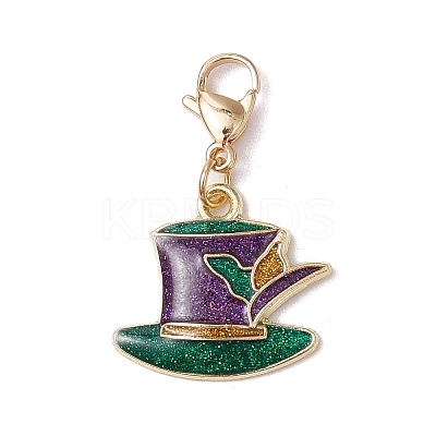 8Pcs 8 Styles Carnival/Mardi Gras Theme Alloy Enamel & Glitter Powder Pendants Decoration HJEW-JM02997-1