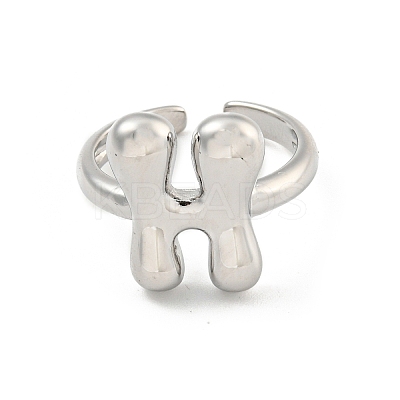 Brass Letter Open Cuff Rings for Women RJEW-G313-01H-P-1