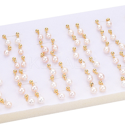 Natural Pearl Teardrop Dangle Stud Earrings PEAR-N020-06H-1