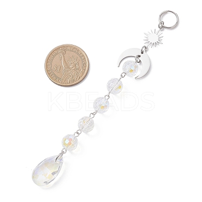 3Pcs Glass Teardrop Round Leaf Hanging Suncatchers Sets HJEW-JM04603-02-1