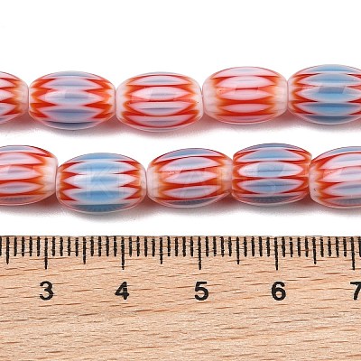 Handmade Millefiori Glass Oval Bead Strands LK-Z001-01B-08-1