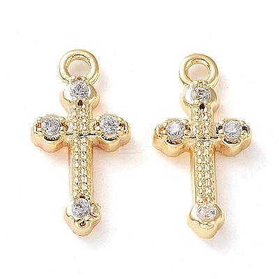 Rack Plating Brass Micro Pave Cubic Zirconia Pendants KK-K333-79G-1