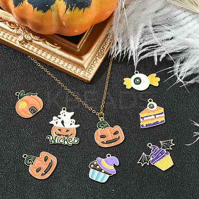 35Pcs 7 Styles Halloween Alloy Enamel Pendant ENAM-CJ0003-98-1