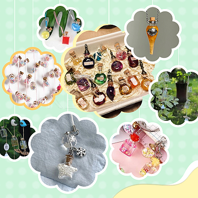 33Pcs 11 Styles Glass Cork Bottles Ornament AJEW-PH0025-20-1
