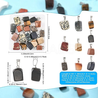 20Pcs 10 Styles Natural & Synthetic Mixed Gemstone Pendants G-FS0005-93P-02-1