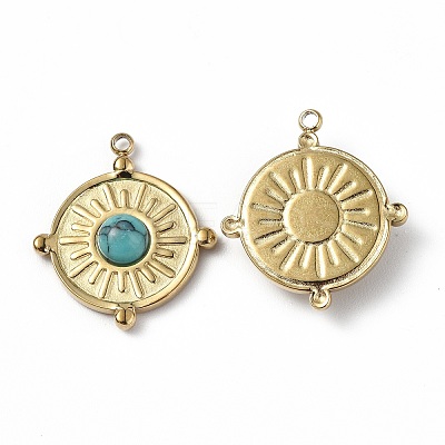 PVD Vacuum Plating 201 Stainless Steel Natural Turquoise Pendants STAS-C064-VC891-1