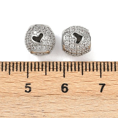 Brass Micro Pave Cubic Zirconia Beads KK-F906-23P-1
