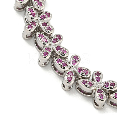 Rack Plating Brass Pave Cubic Zirconia Butterfly Link Bracelets for Women BJEW-B110-05P-02-1