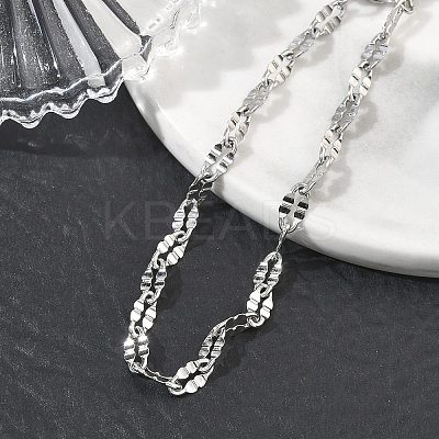 304 Stainless Steel Dapped Chains Bracelets for Women BJEW-D466-08B-P-1