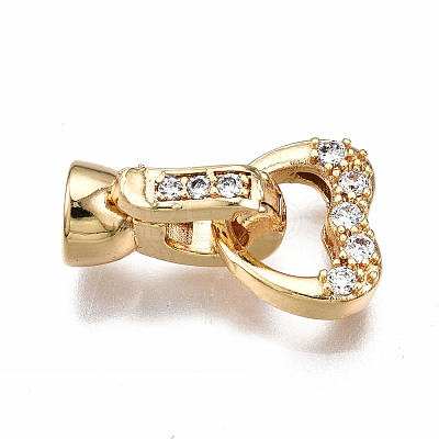 Brass Micro Pave Clear Cubic Zirconia Fold Over Clasps KK-T063-62G-NF-1