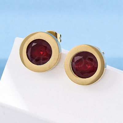 304 Stainless Steel Flat Round Stud Earrings EJEW-C099-23G-02-1