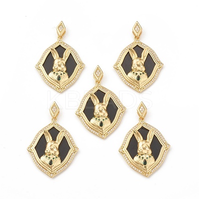 Eco-Friendly Brass Micro Pave Cubic Zirconia Pendants KK-I698-13G-1