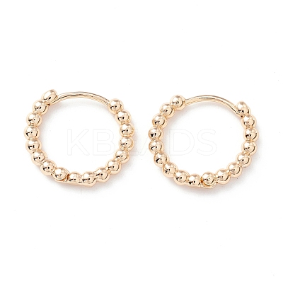 Rack Plating Brass Beaded Huggie Hoop Earrings for Women KK-D069-09G-RS-1