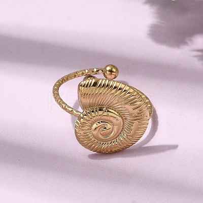 Conch 304 Stainless Steel Open Finger Rings for Women RJEW-A091-16G-1