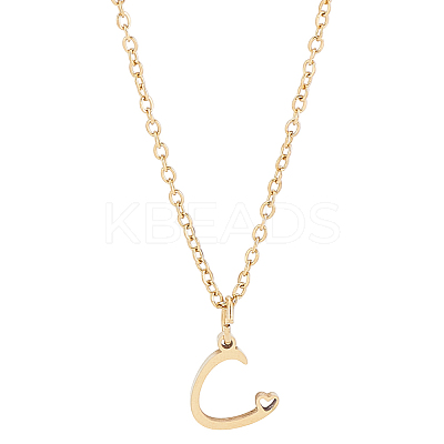 1pc 304 Stainless Steel Letter Pendant Necklaces NJEW-LP0001-39C-G-1
