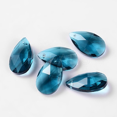 Faceted Teardrop Glass Pendants X-GLAA-O008-B16-1
