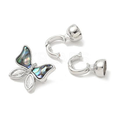 Butterfly Brass Micro Pave Clear Cubic Zirconia Fold Over Clasps KK-U059-28P-1