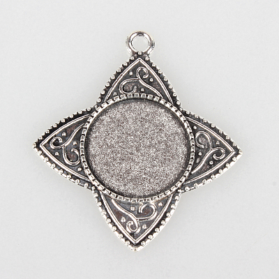 Tibetan Style Alloy Pendant Cabochon Settings X-TIBEP-N003-54AS-1