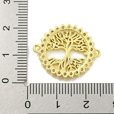Rack Plating Brass Micro Pave Cubic Zirconia Tree of Life Links KK-B091-45G-1