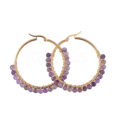 Beaded Hoop Earrings EJEW-JE03830-1