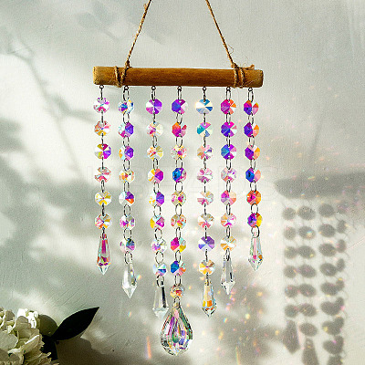 Glass Octagon Beads Suncatchers Hanging Ornaments PW-WG771C5-01-1