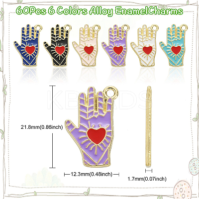 60Pcs 6 Colors Alloy Enamel Pendants ENAM-CJ0003-82-1