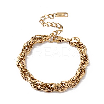 304 Stainless Steel Rope Chain Bracelet for Men Women LS-BJEW-P284-09G-1