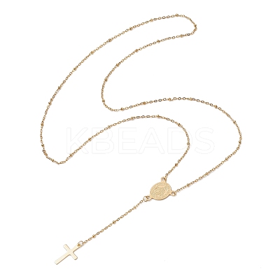 304 Stainless Steel Virgin Rosary Bead Necklaces NJEW-JN05107-1