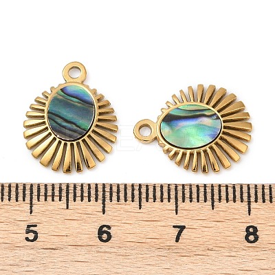 304 Stainless Steel Natural Paua Shell Pendants STAS-L288-07G-01-1
