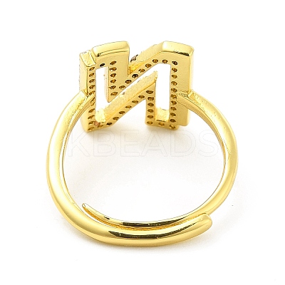 Mixed Color Enamel Initial Letter Adjustable Ring with Clear Cubic Zirconia RJEW-P045-01G-N-1