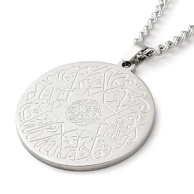 Non-Tarnish 304 Stainlessa Steel Curb Chain Pendant Necklaces NJEW-H034-08P-1