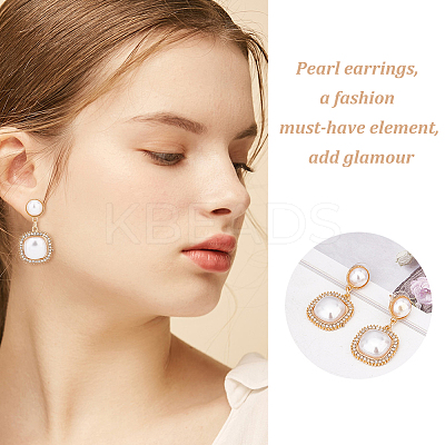 4 Pairs 4 Style Exquisite Plastic Imitation Pearl Beaded Dangle Stud Earrings EJEW-AN0002-09-1