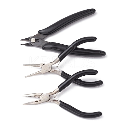 3Pcs 3 Styles Carbon Steel Jewelry Pliers Sets PT-YW0001-10-1