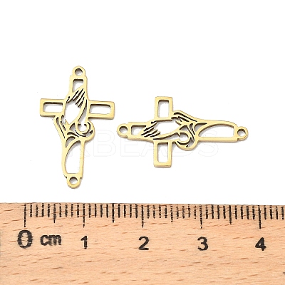 201 Stainless Steel Religion Hollow Praying Hand Cross Links Connector Charms STAS-K310-03G-1