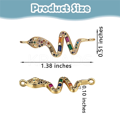 5Pcs Brass Micro Pave Cubic Zirconia Links Connectors ZIRC-SZ0002-80G-1